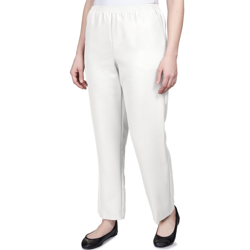 Alfred Dunner womens All Around Elastic Waist Polyester Cropped Missy Pants, White, 14 US - Image 3